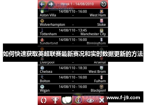 如何快速获取英超联赛最新赛况和实时数据更新的方法